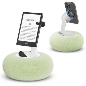 PINK Magnetic Phone Pillow Stand, For Bed,Lap,Desk, 2 Magnetic Rings. Pink | New